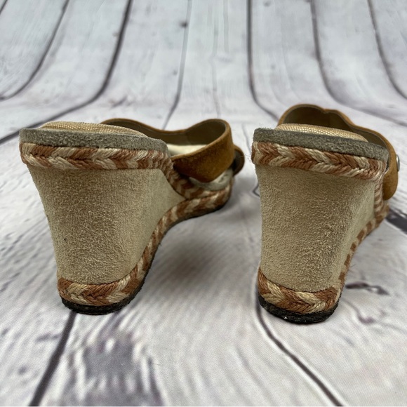 UGG Margot suede wedge sandals fur lined light brown slip on shoes, size 8 - Picture 13 of 13